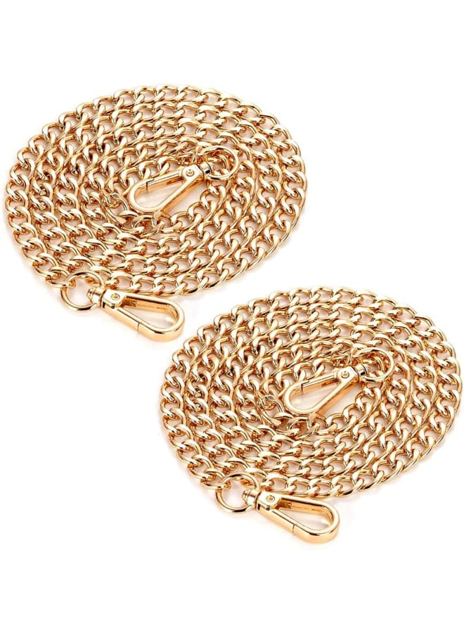 Flat Chain Strap Handbag 2pcs Bag Chain 47inch Flat Chain Strap for Wallet Shoulder Strap Shoulder Strap (Gold)  - Image 1