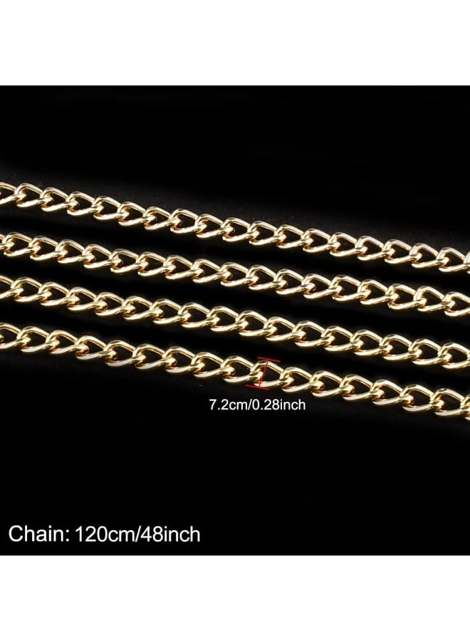 Flat Chain Strap Handbag 2pcs Bag Chain 47inch Flat Chain Strap for Wallet Shoulder Strap Shoulder Strap (Gold)  - Image 5