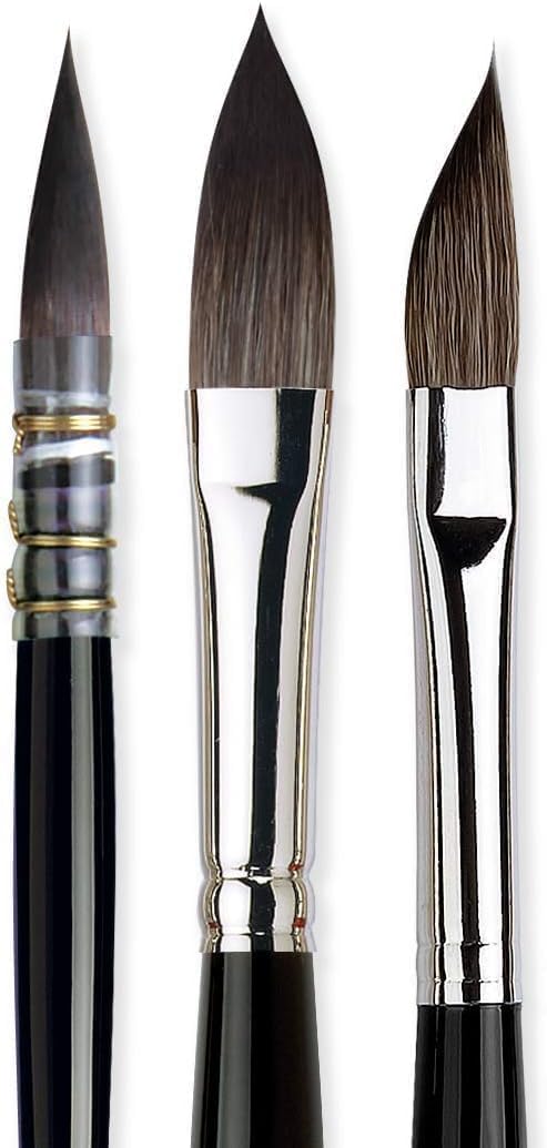 da Vinci Brushes 4250DV Watercolor Brush Set, Quill Size 2, Slant Size 10, Oval Size 12, Black 3 Each - Image 3
