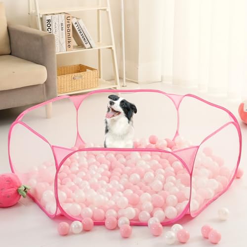 Heopeis Kids Ball Pit Large Pop Up Toddler Ball Pits 47inches Play Tent for Toddlers Girls Boys for IndoorOutdoor Play Tent with Carry Tote Balls Not Included Pink - Image 5