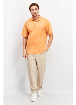 Greg Norman Men Performance Fit Short Sleeve Polo Shirt, Orange  - Image 3