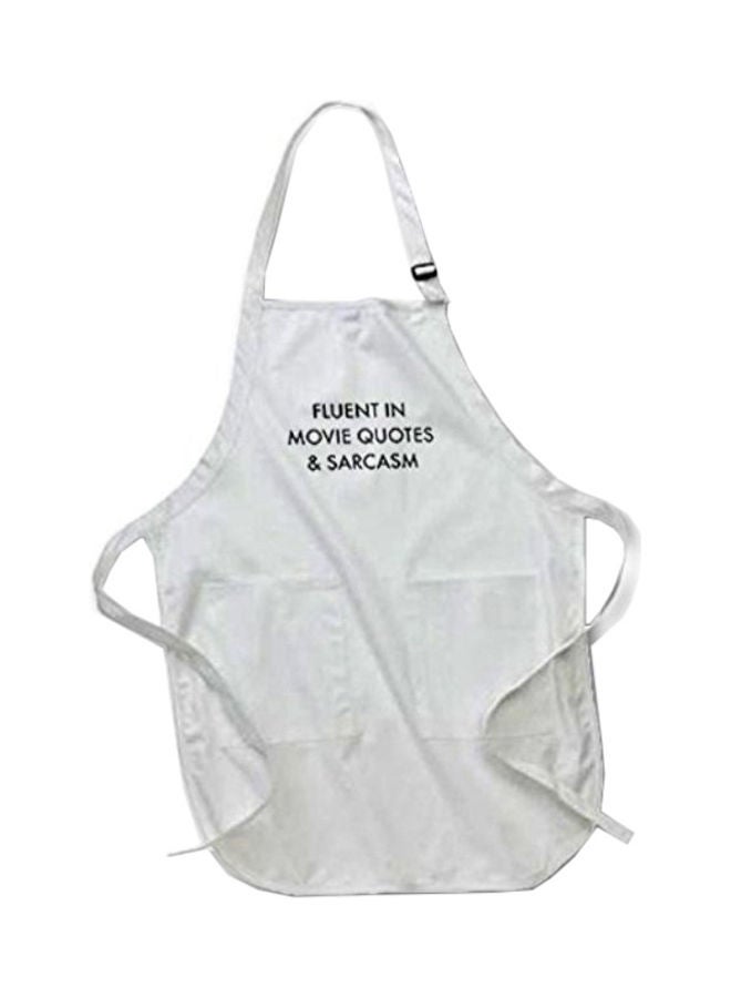 NIBEMINENT Fluent In Movie Quotes And Sarcasm Printed Apron With Pockets 22 x 24inch White