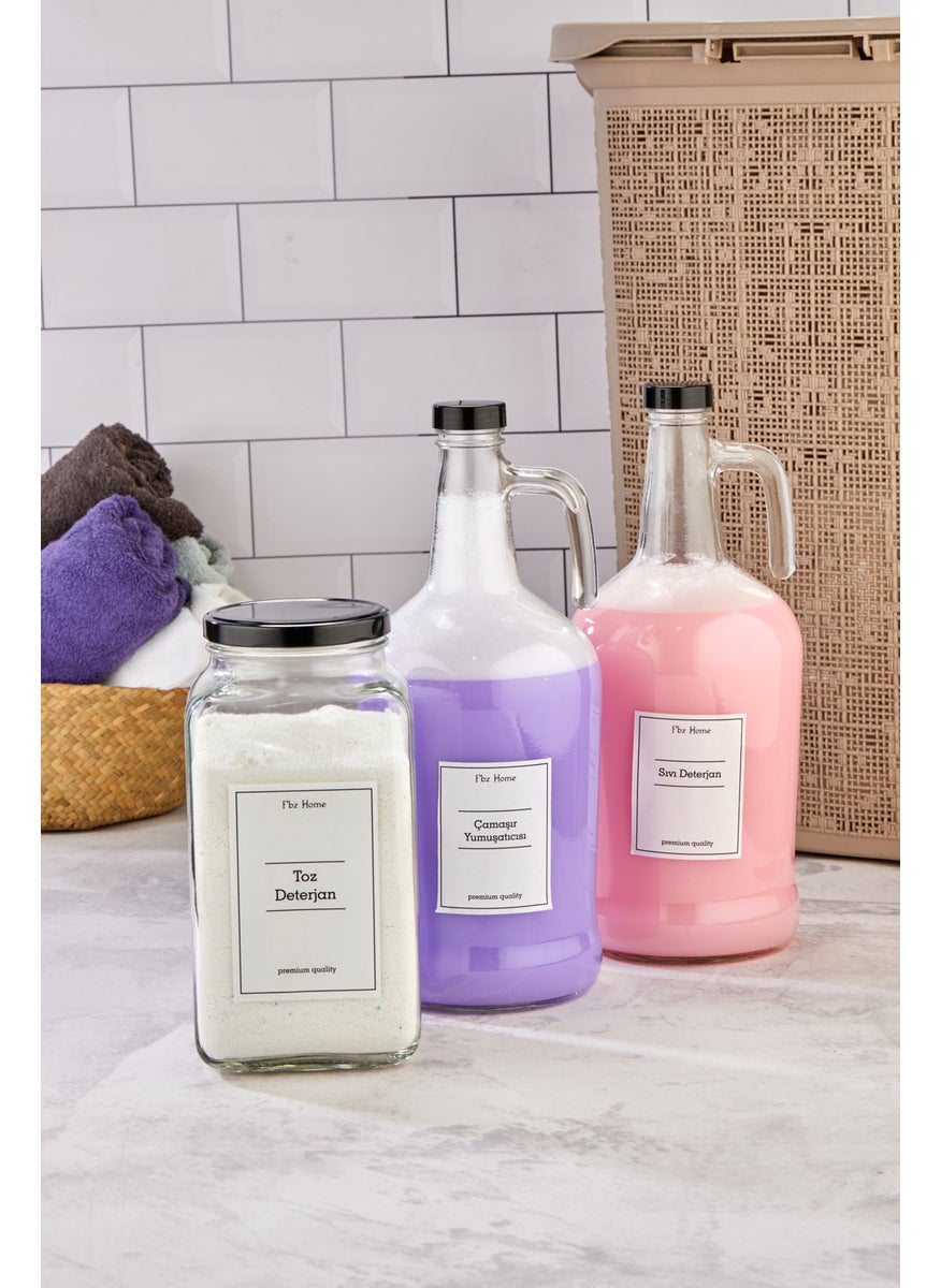 Fbz Home 3-Pack Fabric Softener - Liquid & Powder Detergent Bottle 3000 cc Jar Bathroom Organizer 3 Liters  - Image 1