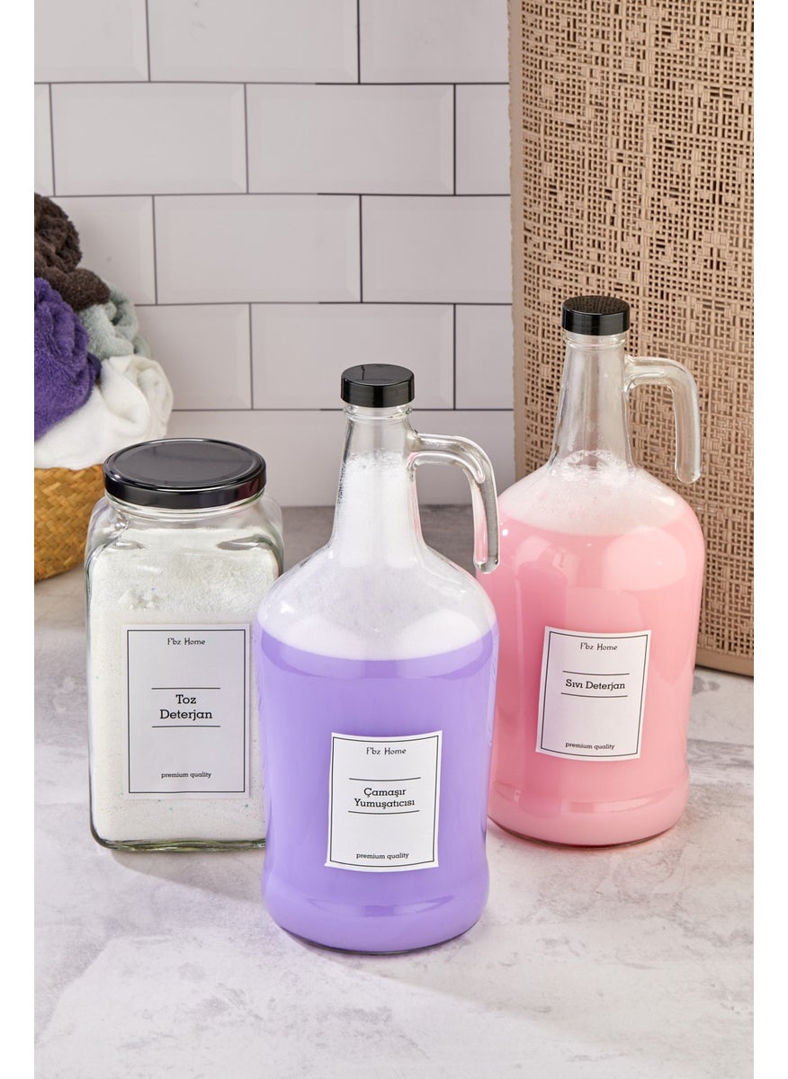 Fbz Home 3-Pack Fabric Softener - Liquid & Powder Detergent Bottle 3000 cc Jar Bathroom Organizer 3 Liters  - Image 3