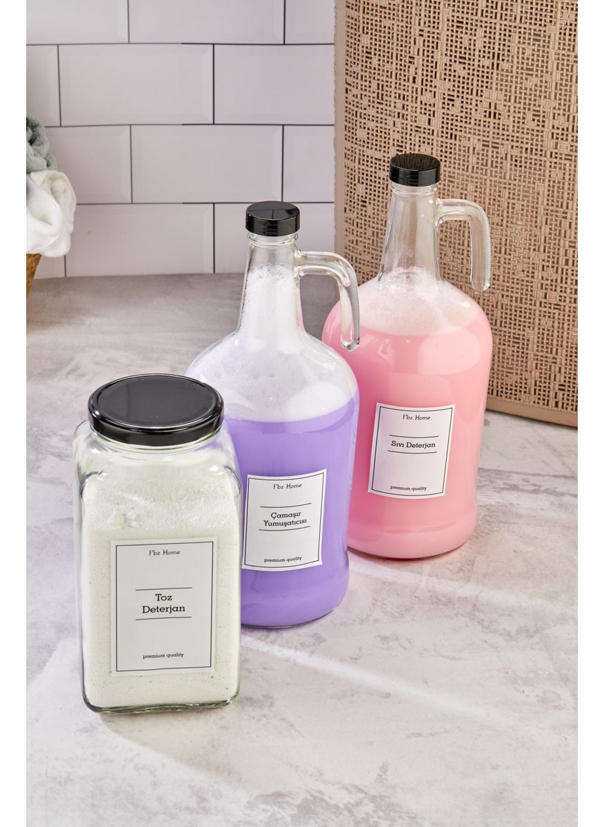 Fbz Home 3-Pack Fabric Softener - Liquid & Powder Detergent Bottle 3000 cc Jar Bathroom Organizer 3 Liters  - Image 2