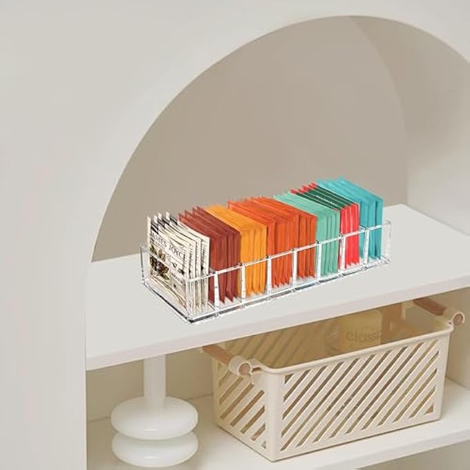 KASTWAVE Clear Acrylic Tea Bag Organizer  SpaceSaving Tea Packet Holder For Kitchen Cabinets Pantry Drawers  Counters Durable Storage Box For Tea Bags Coffee Pods And Sachets 1 Pack - Image 5