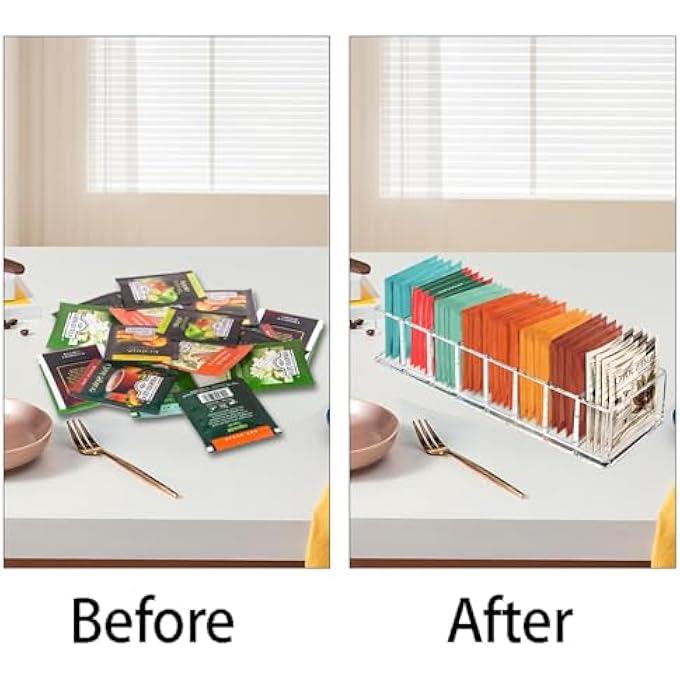 KASTWAVE Clear Acrylic Tea Bag Organizer  SpaceSaving Tea Packet Holder For Kitchen Cabinets Pantry Drawers  Counters Durable Storage Box For Tea Bags Coffee Pods And Sachets 1 Pack - Image 4