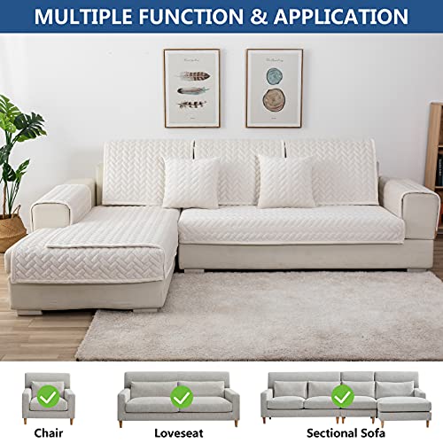 Eismodra Armrest Covers,Couch Cover,Sofa Cover,Backrest Covers,Anti-Slip Armchair Slipcovers for Dogs Cats Pet Loveseat Recliner Leather L Shaped,White 28 x 28 Inches (Only 1 Piece) - Image 2