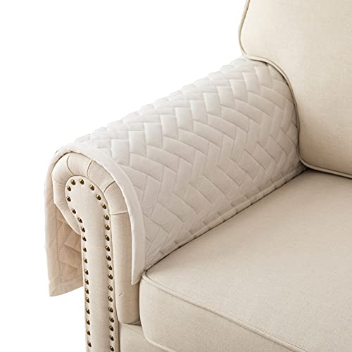 Eismodra Armrest Covers,Couch Cover,Sofa Cover,Backrest Covers,Anti-Slip Armchair Slipcovers for Dogs Cats Pet Loveseat Recliner Leather L Shaped,White 28 x 28 Inches (Only 1 Piece) - Image 1