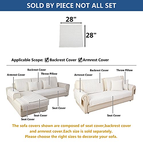Eismodra Armrest Covers,Couch Cover,Sofa Cover,Backrest Covers,Anti-Slip Armchair Slipcovers for Dogs Cats Pet Loveseat Recliner Leather L Shaped,White 28 x 28 Inches (Only 1 Piece) - Image 5