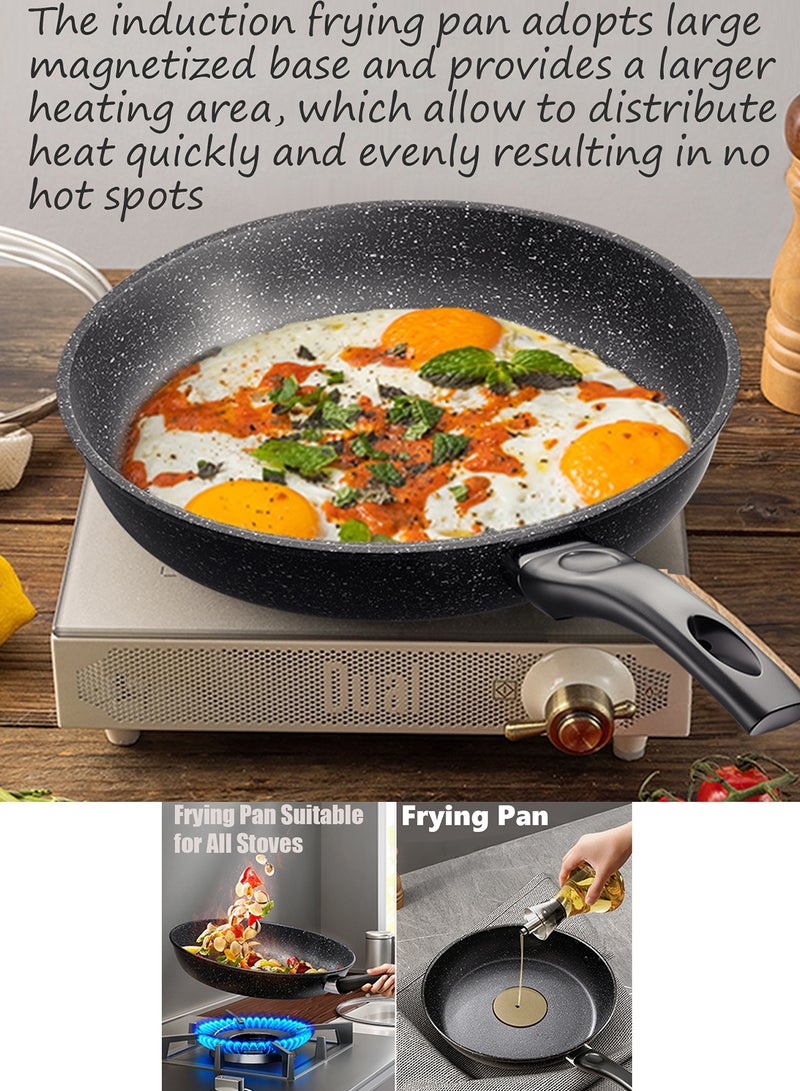 توكفا مقلاة عميقة غير لاصقة مع غطاء مقاس 28 سم/11 انش، مقلاة طهي صحية غير سامة مع مقبض مساعد متوافقة مع الحث من توكفا - Image 5