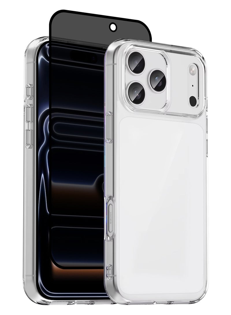 2 Packs TPU Clear Case for iPhone 17 Pro Max Slim Design, One Case One Privacy Screen Protector, Shockproof Protection, Scratch-Resistant Cover with Enhanced Grip, Wireless Charging Compatible - Image 1