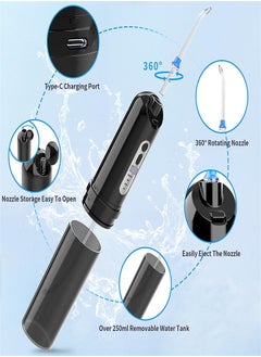 Generic Water Flosser Cordless Portable Dental Oral Irrigator With 5 Modes,7 Standard Replaceable Jet Tips,Rechargeable IPX7 Waterproof DIY Dental Flossers Teeth Cleaner,250ml Detachable Reservoir,Black  - Image 3