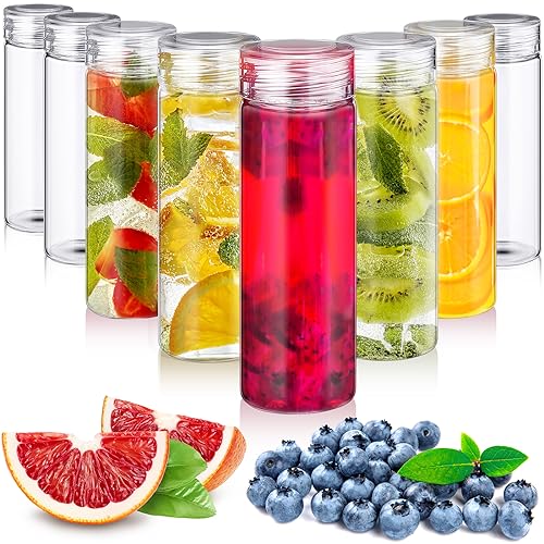 Uiifan 8 Pcs Wide Mouth Glass Water Bottle with Lids 16 oz Reusable Juice Bottles Leakproof Glass Containers for Liquids Portable Drinking Jars for Smoothies Cold Brew Juices Storage