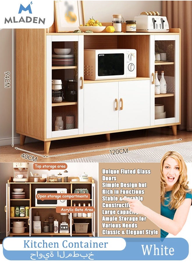 MLADEN - Sideboard Buffet Cabinet with Storage Large Kitchen Storage Cabinet Wood Coffee Bar Cabinet Buffet Table Entryway Console Cabinet for Kitchen  Dining Room  Living Room - Image 1