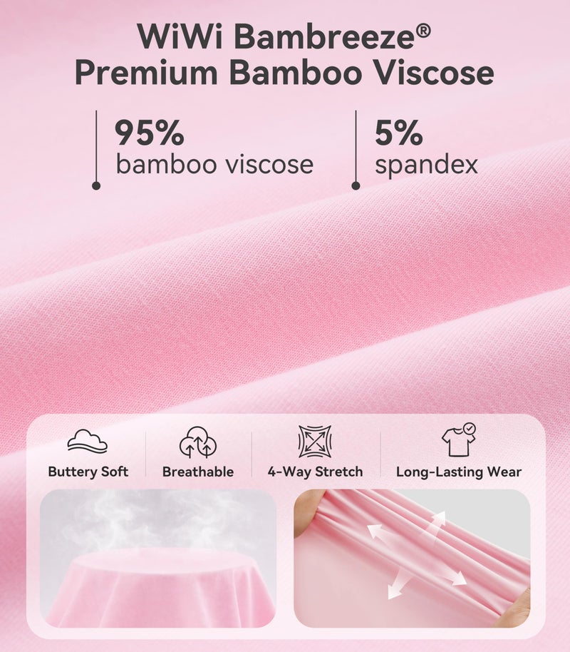 WiWi Bamboo Viscose Pajama Set for Women Soft Short Sleeve Summer Cooling 2 Piece Pjs Sleepwear Plus Size Loungewear Lounge, Pink, X-Large - Image 4