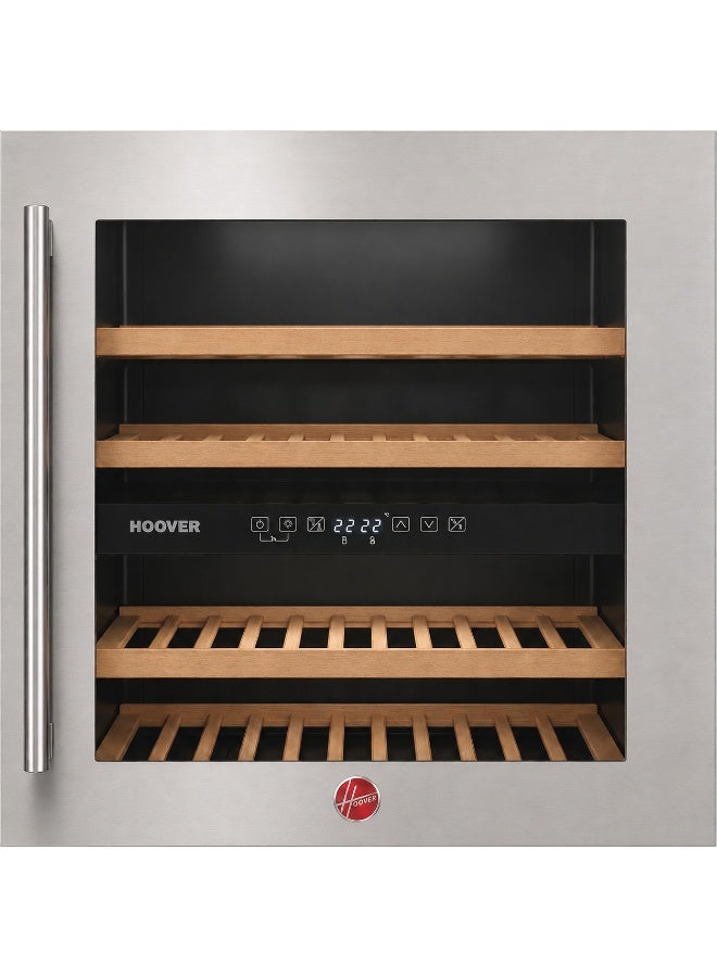 Hoover 36 Bottle Dual Zone Wine Cooler 85L Built-In – 5-20°C Temperature Control, Stainless Steel Door, Wooden Shelves, LED Display | HWC-A36-SBI 140 kW HWC-A36-SBI black - Image 1