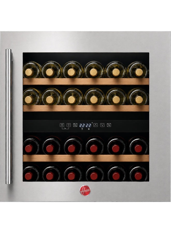 Hoover 36 Bottle Dual Zone Wine Cooler 85L Built-In – 5-20°C Temperature Control, Stainless Steel Door, Wooden Shelves, LED Display | HWC-A36-SBI 140 kW HWC-A36-SBI black - Image 2