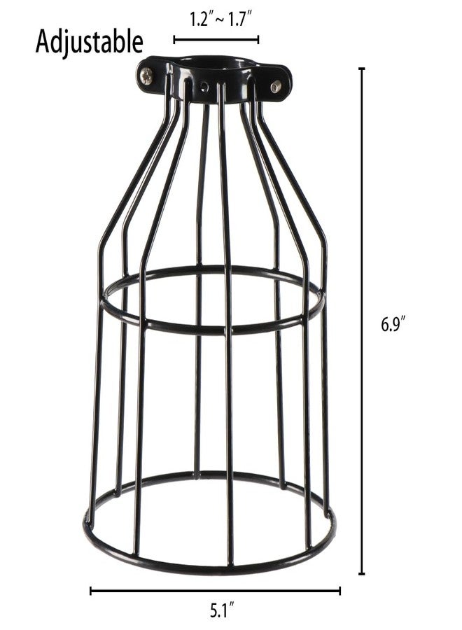 XIDING Pack of 4 Industrial Adjustable Light Fixture Lamp Guard, DIY Metal Wire Cage Light Fixture Lamp Cage Guard, Upgrade Black Hanging Pendant Metal Wire Cage - Image 2
