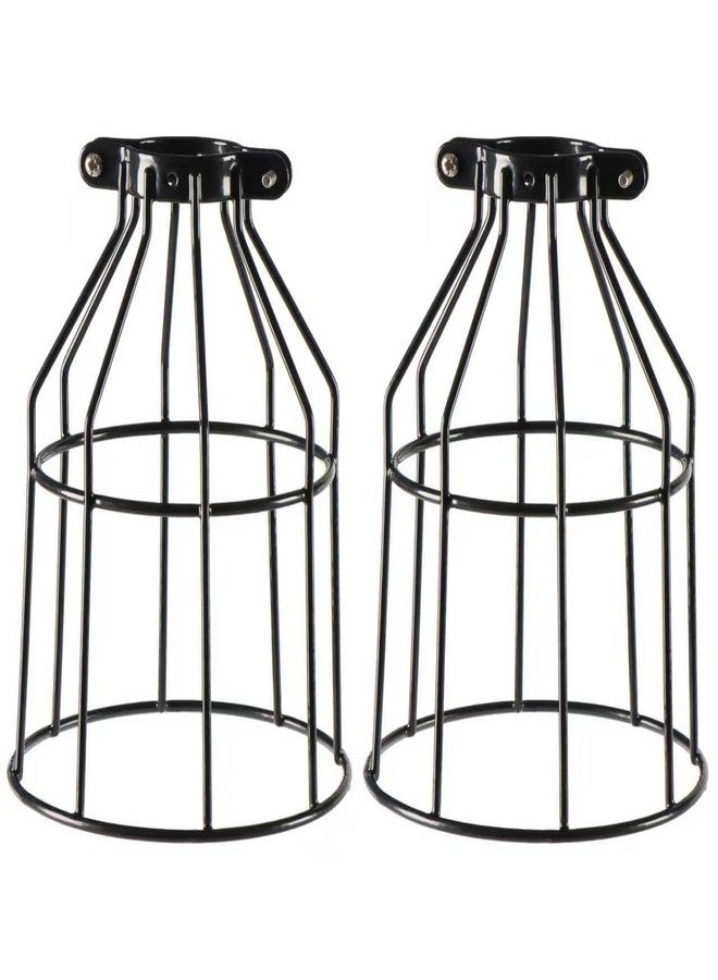 XIDING Pack of 4 Industrial Adjustable Light Fixture Lamp Guard, DIY Metal Wire Cage Light Fixture Lamp Cage Guard, Upgrade Black Hanging Pendant Metal Wire Cage - Image 1