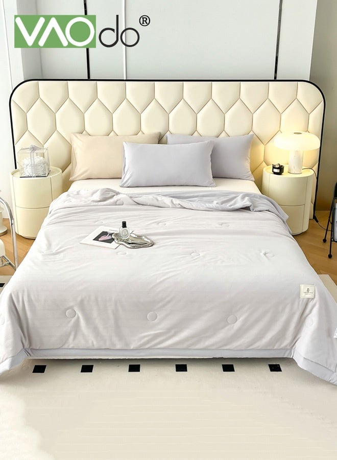 VAOdo Machine Washable Quilt, Pure Color Double-sided Use, Washed Cotton Material Bed Quilt Soft and Breathable Lightweight Blanket for All Season 200*230CM - Image 2