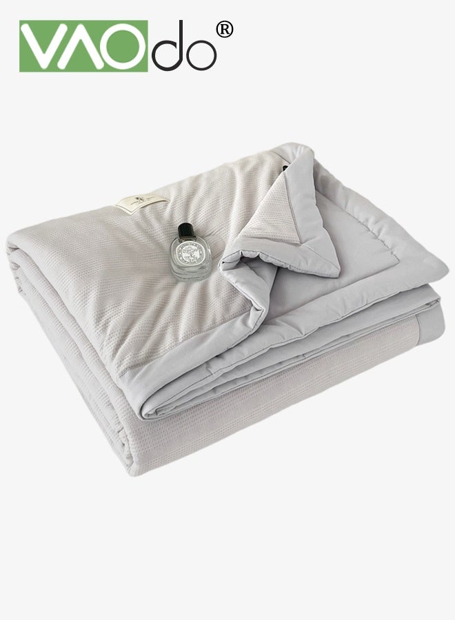 VAOdo Machine Washable Quilt, Pure Color Double-sided Use, Washed Cotton Material Bed Quilt Soft and Breathable Lightweight Blanket for All Season 200*230CM - Image 1