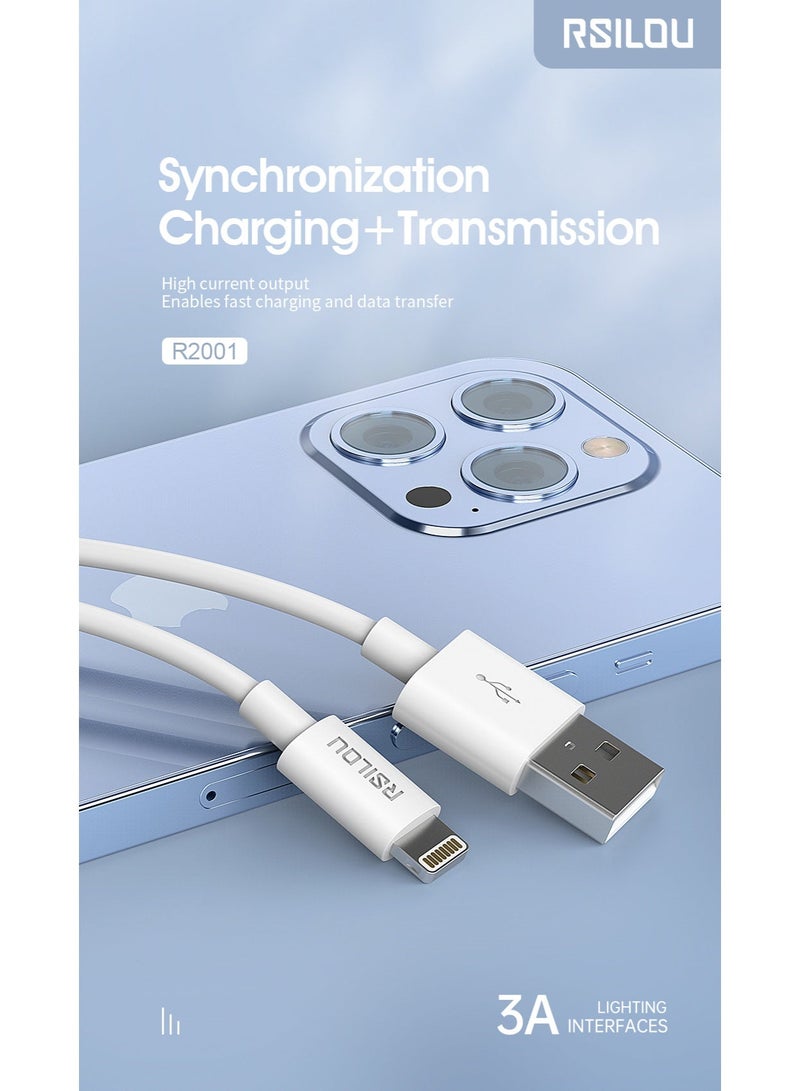 RSILOU-R2001 USB-A to Lightning Charging Data Cable – 100cm, Fast Charging & Data Sync, Tangle-Free - Image 4