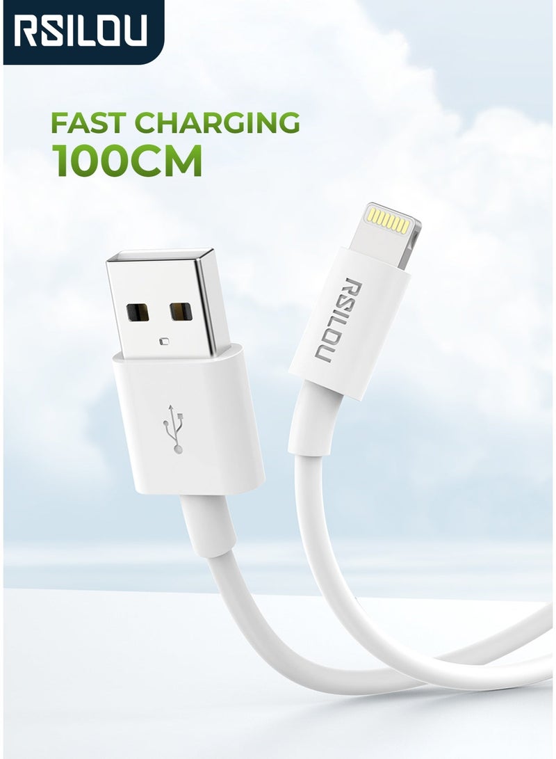 RSILOU-R2001 USB-A to Lightning Charging Data Cable – 100cm, Fast Charging & Data Sync, Tangle-Free - Image 1