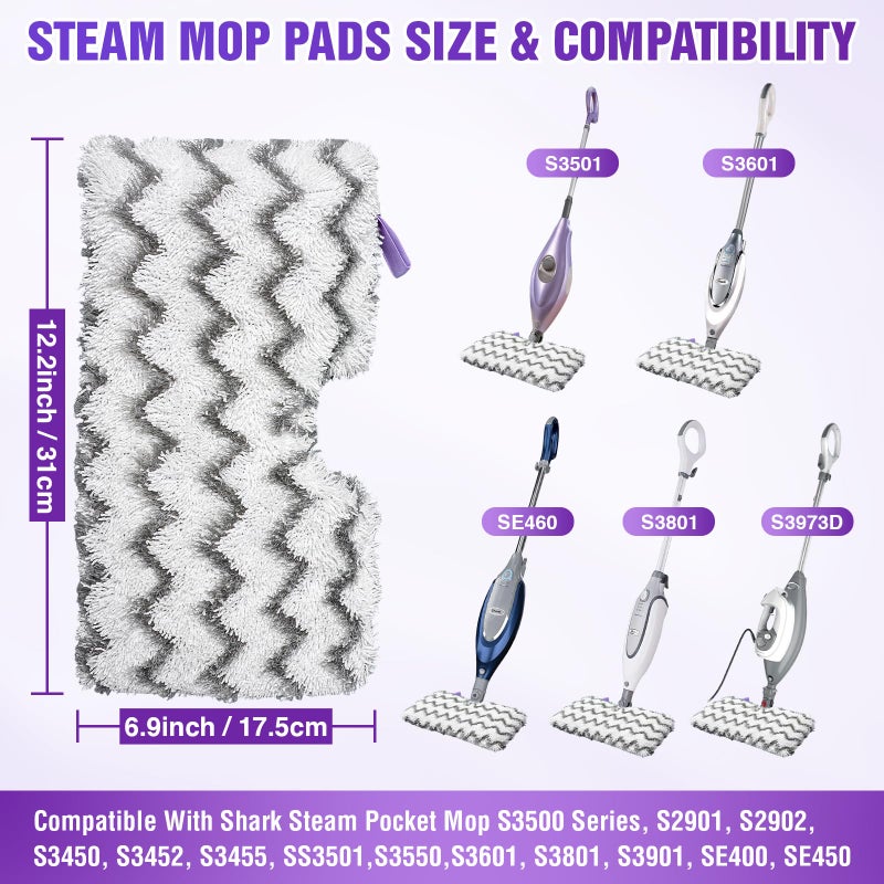 NXPPYY S3501 S3601 Steam Mop Replacement Pads Compatible with Shark Steam Pocket Mops S3501 S3601 S3550 S3801 S3901 S3601D S3801CO S3901D S3455K S2902 SE450, Washable Microfiber Mop Pads Reusable, 3 Pack - Image 3