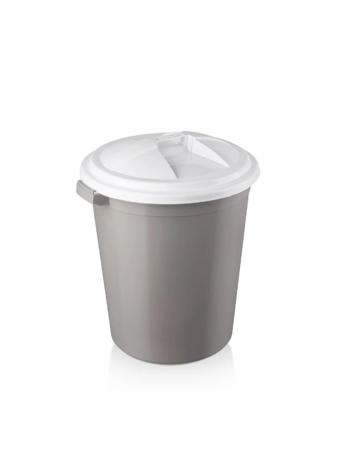 Multi-Purpose Plastic Storage Bin with Lid and Handles, 30 Liter, Grey