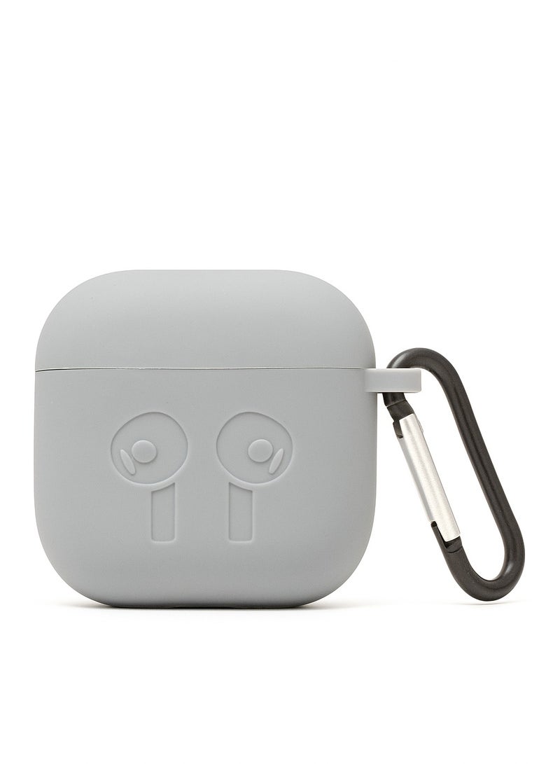 Silicone Case for AirPods 4 – Gray | Anti-Shock, Anti-Drop, Anti-Dust | LED Visible | Protective Cover with Carabiner
