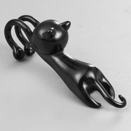 Earblity 1 Pair ear weight Cute Cat Dangle Gauges for Ear Lobe 2g(6mm) Dangle Ear Tunnels Plugs 316 Stainless Steel black Ear Weight Plugs Hypoallergenic expander Piercing Body Jewelry - Image 3
