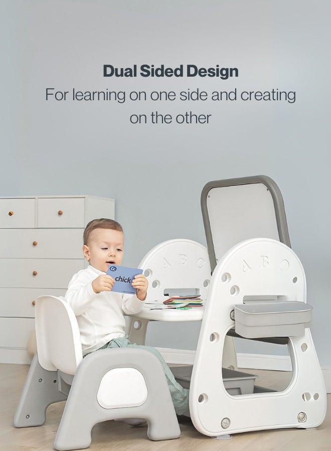 Marcolo 2-in-1 Adjustable Standing Toddler Board with Chair – Kids Magnetic Drawing Board & Activity Table with Storage – Height Adjustable, Double-Sided Learning & Play Station for Boys & Girls - Image 2