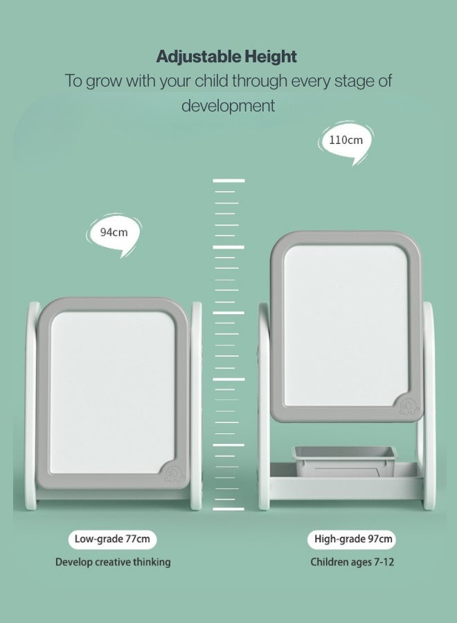 Marcolo 2-in-1 Adjustable Standing Toddler Board with Chair – Kids Magnetic Drawing Board & Activity Table with Storage – Height Adjustable, Double-Sided Learning & Play Station for Boys & Girls - Image 4