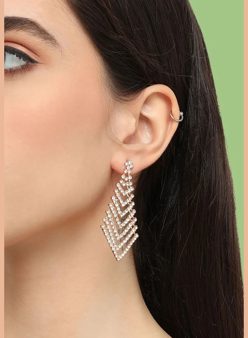 SOHI Gold Plated Designer Stone Party Drop Earring For Women