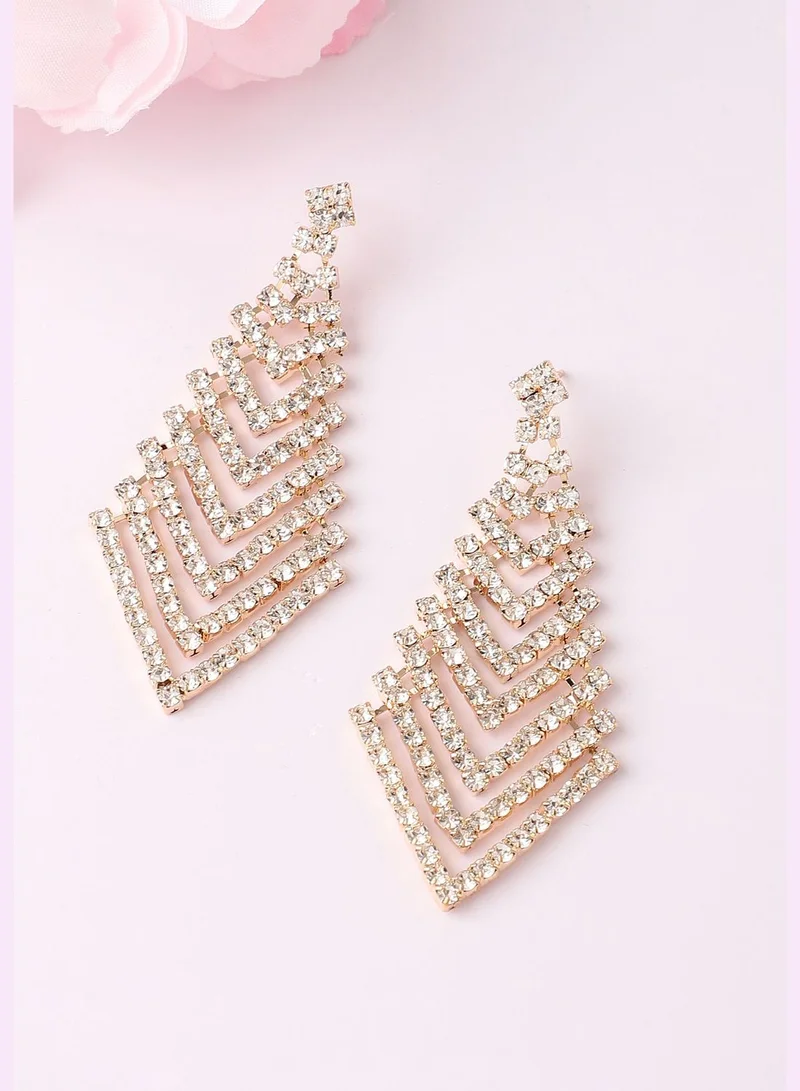 SOHI Gold Plated Designer Stone Party Drop Earring For Women