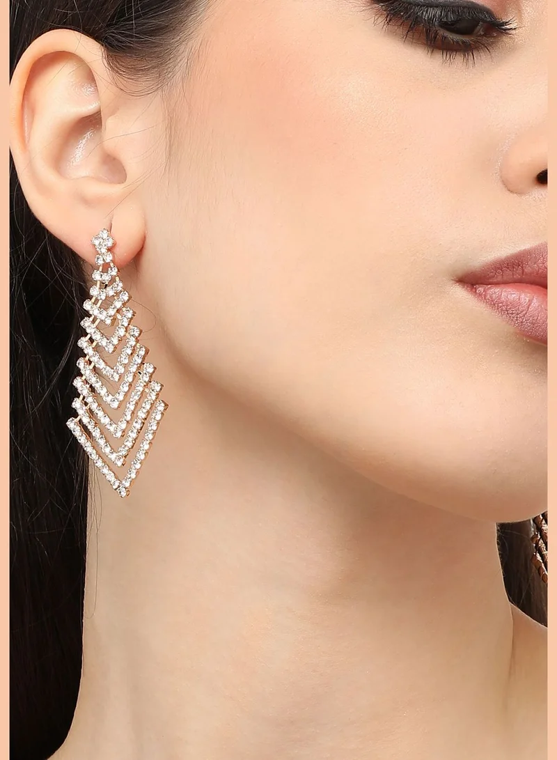 SOHI Gold Plated Designer Stone Party Drop Earring For Women