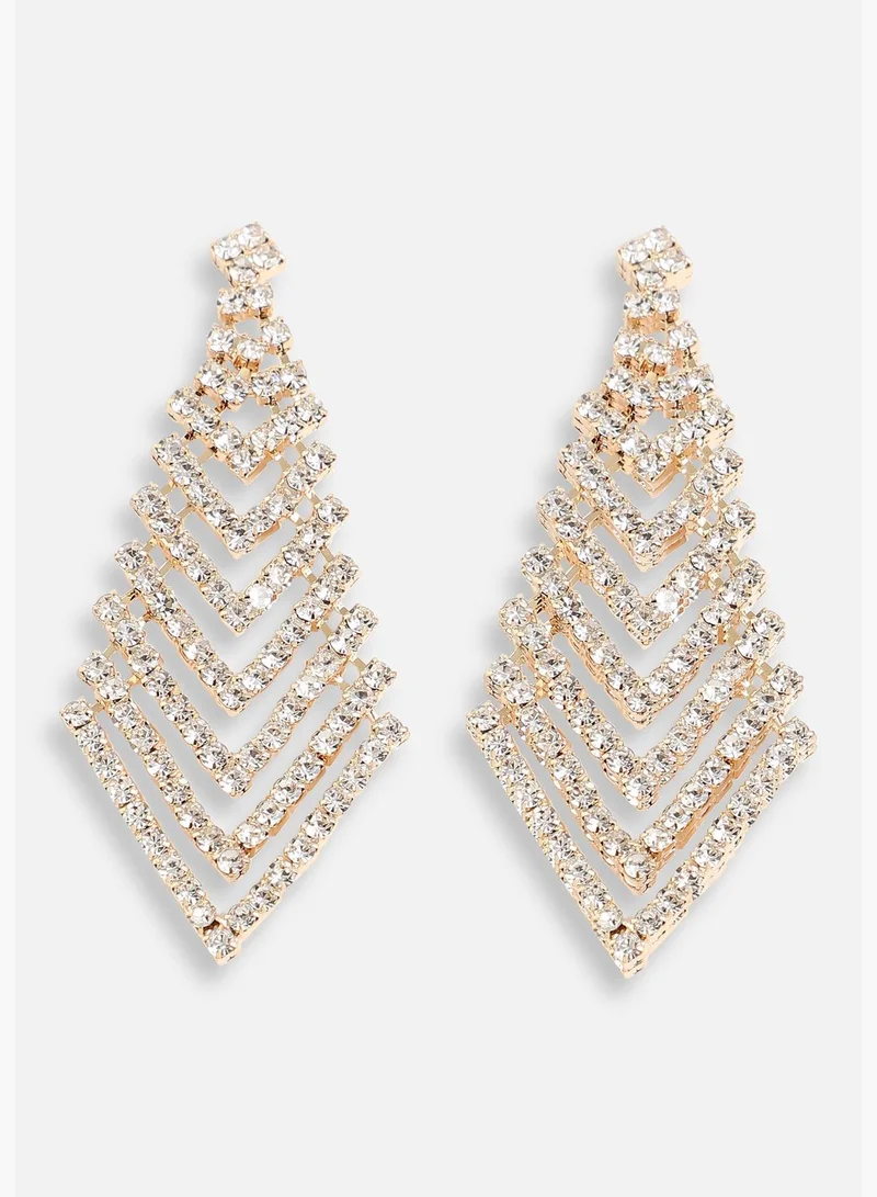 SOHI Gold Plated Designer Stone Party Drop Earring For Women