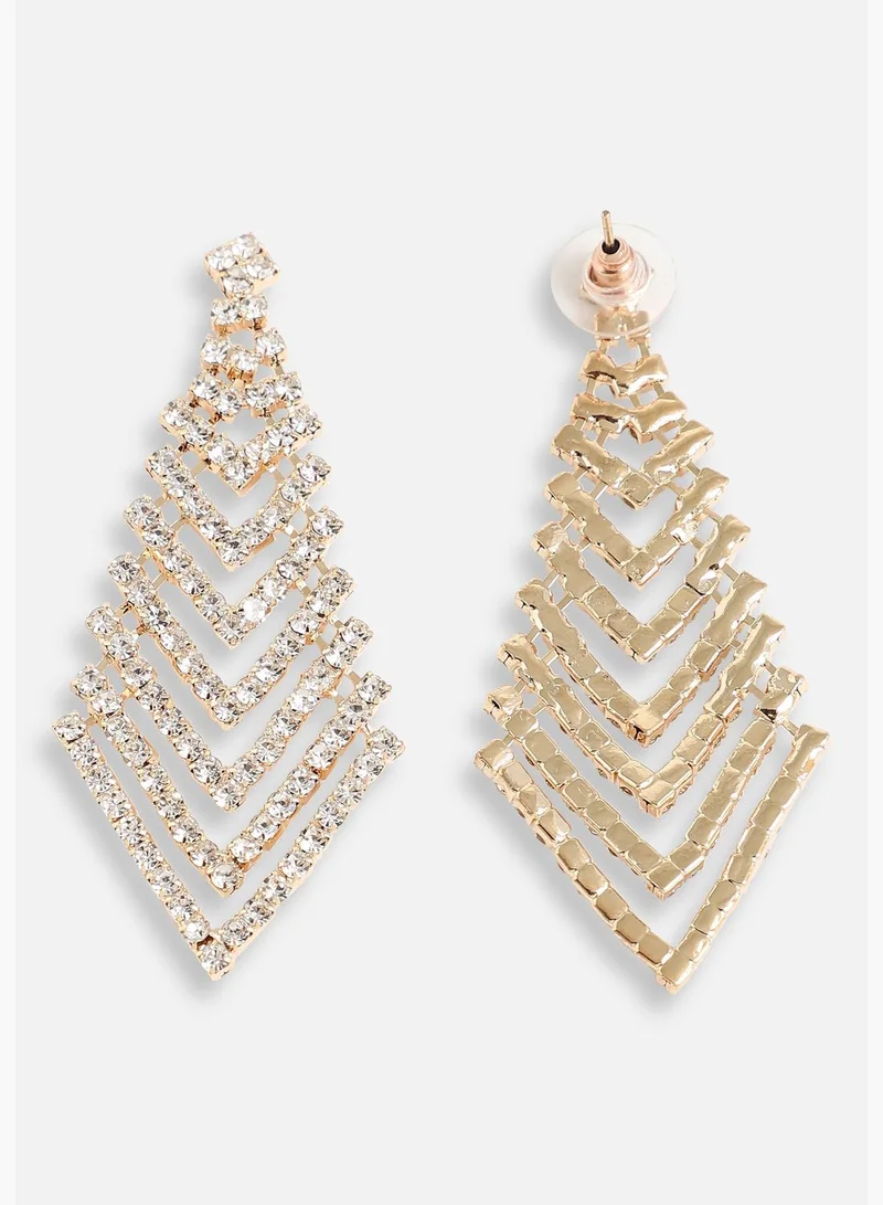 SOHI Gold Plated Designer Stone Party Drop Earring For Women