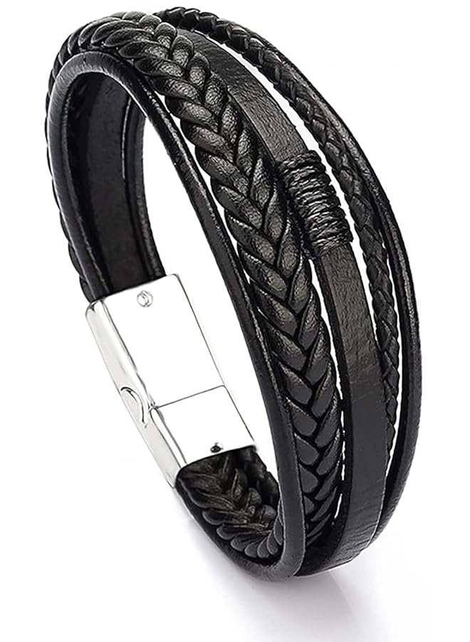 erorex Comforone Multi Layer Leather Wristband Bracelets - Image 1