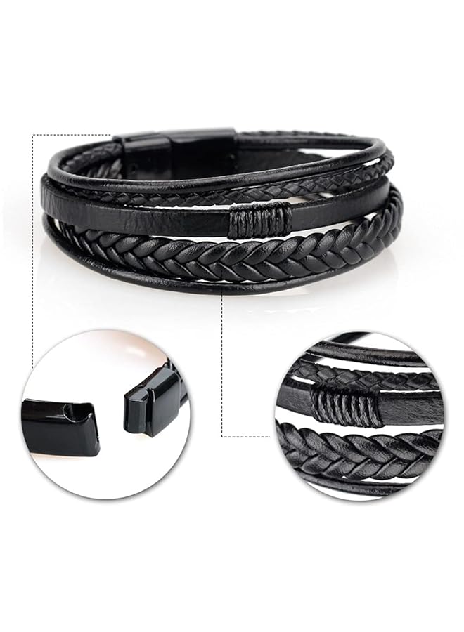 erorex Comforone Multi Layer Leather Wristband Bracelets - Image 2