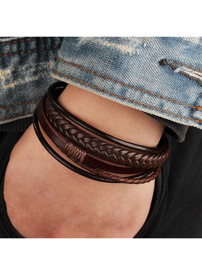 erorex Comforone Multi Layer Leather Wristband Bracelets - Image 3