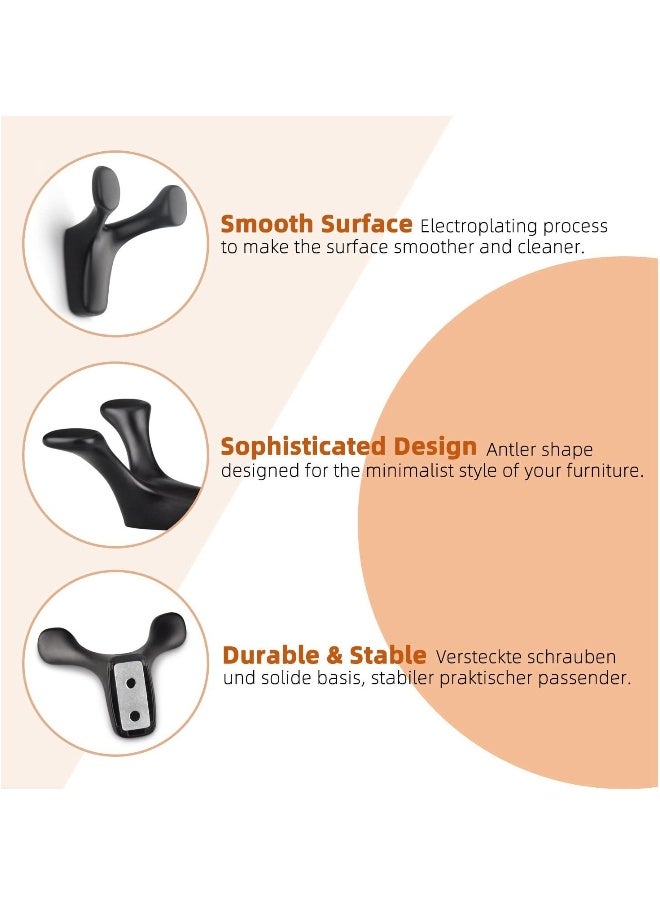 4pcs Wall Mounted Coat Hooks, Antler Double Prong Durable Wall Hooks Heavy Duty, Minimalist Design Hook for Hat Key Towel, Bath Robe Hooks - Image 4