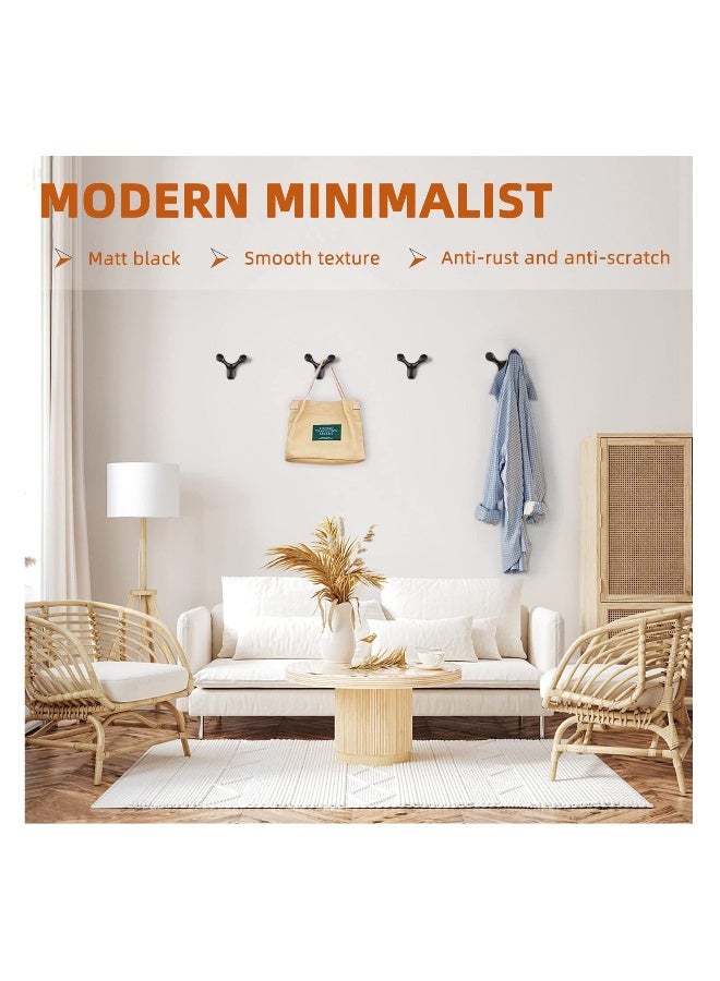 4pcs Wall Mounted Coat Hooks, Antler Double Prong Durable Wall Hooks Heavy Duty, Minimalist Design Hook for Hat Key Towel, Bath Robe Hooks - Image 5