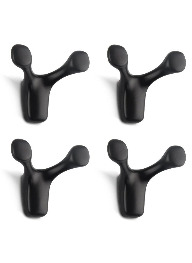 4pcs Wall Mounted Coat Hooks, Antler Double Prong Durable Wall Hooks Heavy Duty, Minimalist Design Hook for Hat Key Towel, Bath Robe Hooks - Image 1