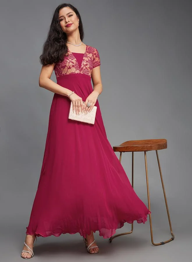 Styli Lace Bodice Maxi Dress