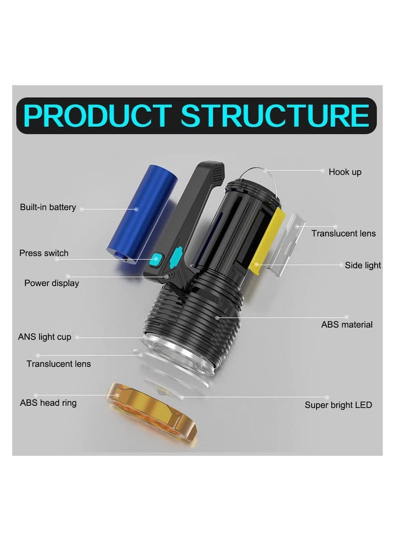 LED Rechargeable Flashlight, 8 Modes Bright Spotlight Lantern Flashlight, Rechargeable Waterproof  Camping Lamp, for Hurricane, Emergency, Survival Kits, Hiking, Home, USB Cable Included - Image 3