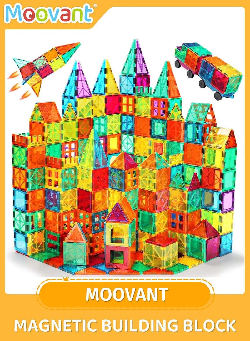 موفانت 100 قطعة من مكعبات البناء المغناطيسية، بلاط مغناطيسي مربع لبناء القلعة، ألعاب ما قبل المدرسة، بناء التراص، ألعاب مونتيسوري التعليمية للأطفال - Image 1