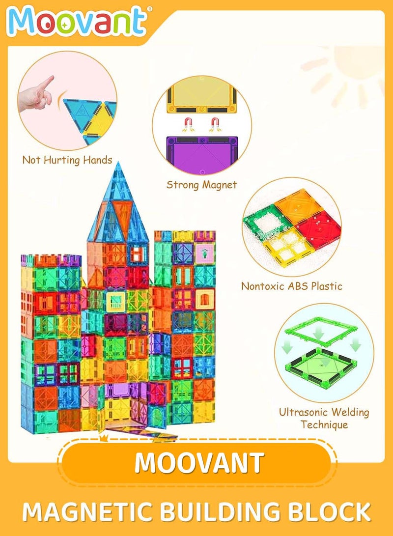 موفانت 100 قطعة من مكعبات البناء المغناطيسية، بلاط مغناطيسي مربع لبناء القلعة، ألعاب ما قبل المدرسة، بناء التراص، ألعاب مونتيسوري التعليمية للأطفال - Image 5