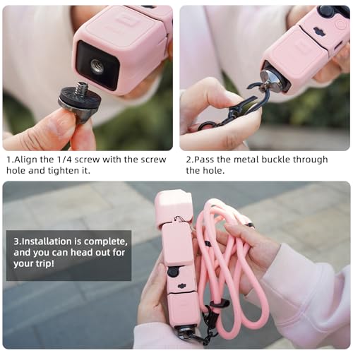 Flymile Pocket 3 Silicone Cover & Neck Lanyard, Protective Sleeve Case Lens Protector Scratch-Resistant Adjustable Easy Carry Crossbody Strap for DJI OSMO Pocket 3/Xtra Muse Creator Combo Accessories(Yellow) - Image 4